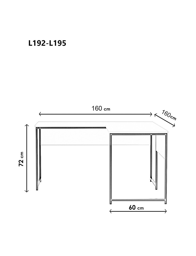 Mesa formato de L revestida em melamina branca