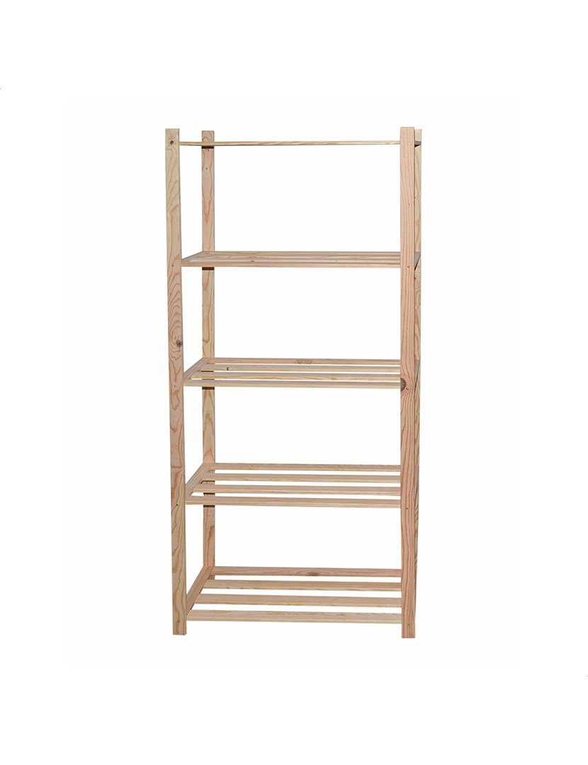 Estante de madeira com 5 prateleiras