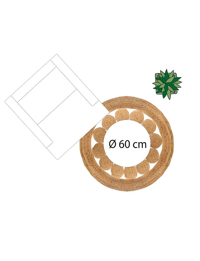 Tapete redondo rústico com desenhos geométricos