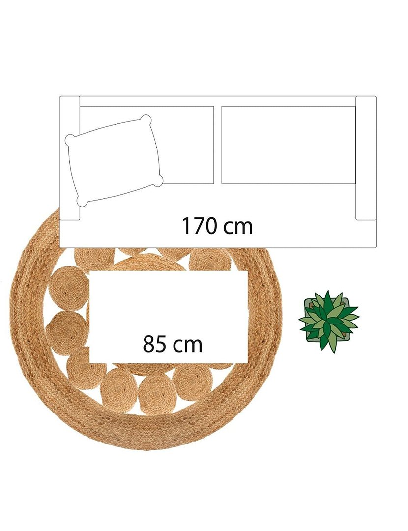 Tapete redondo rústico com desenhos geométricos