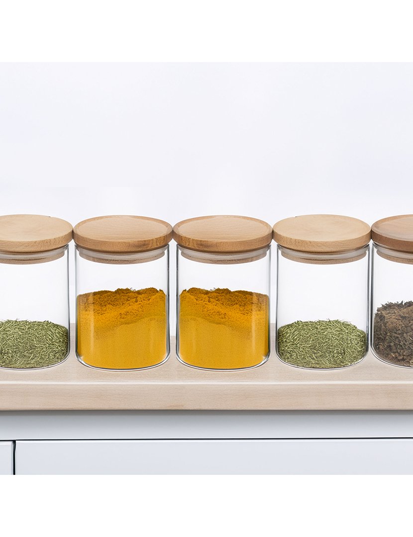 Frasco de vidro e madeira 600ml