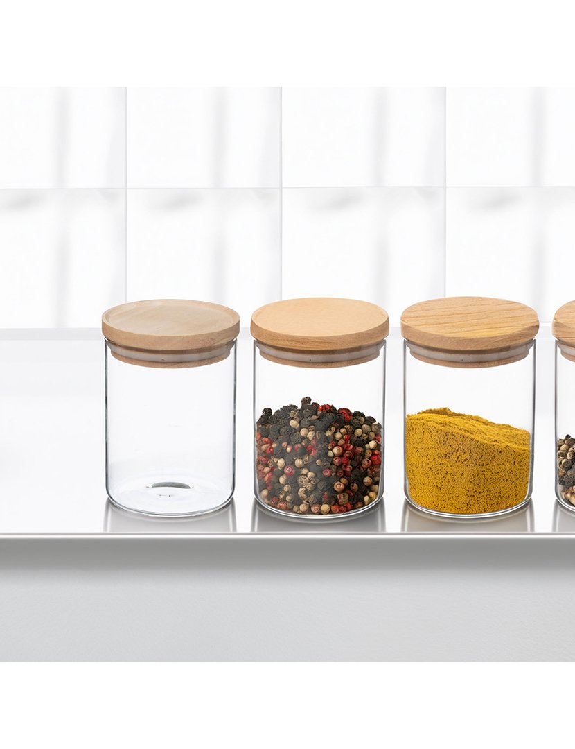 Frasco de vidro e madeira 600ml