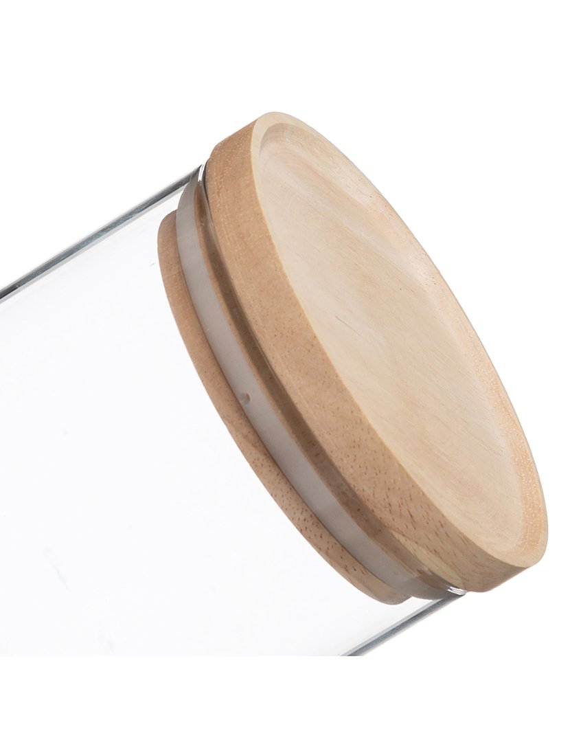 Frasco de vidro e madeira 600ml