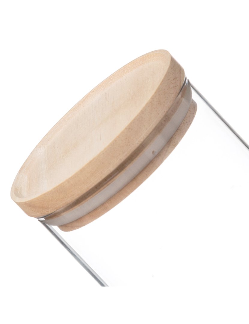 Pote de vidro e madeira 1L