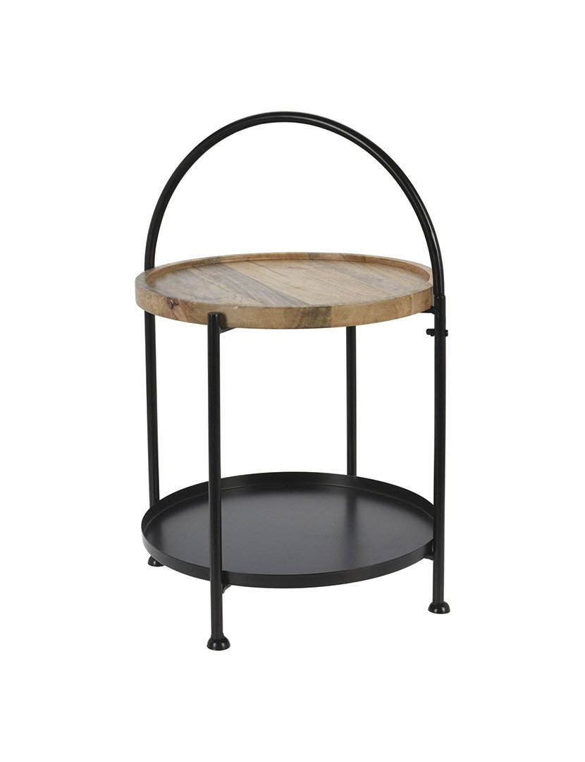 Mesa lateral com duas bandejas Preta