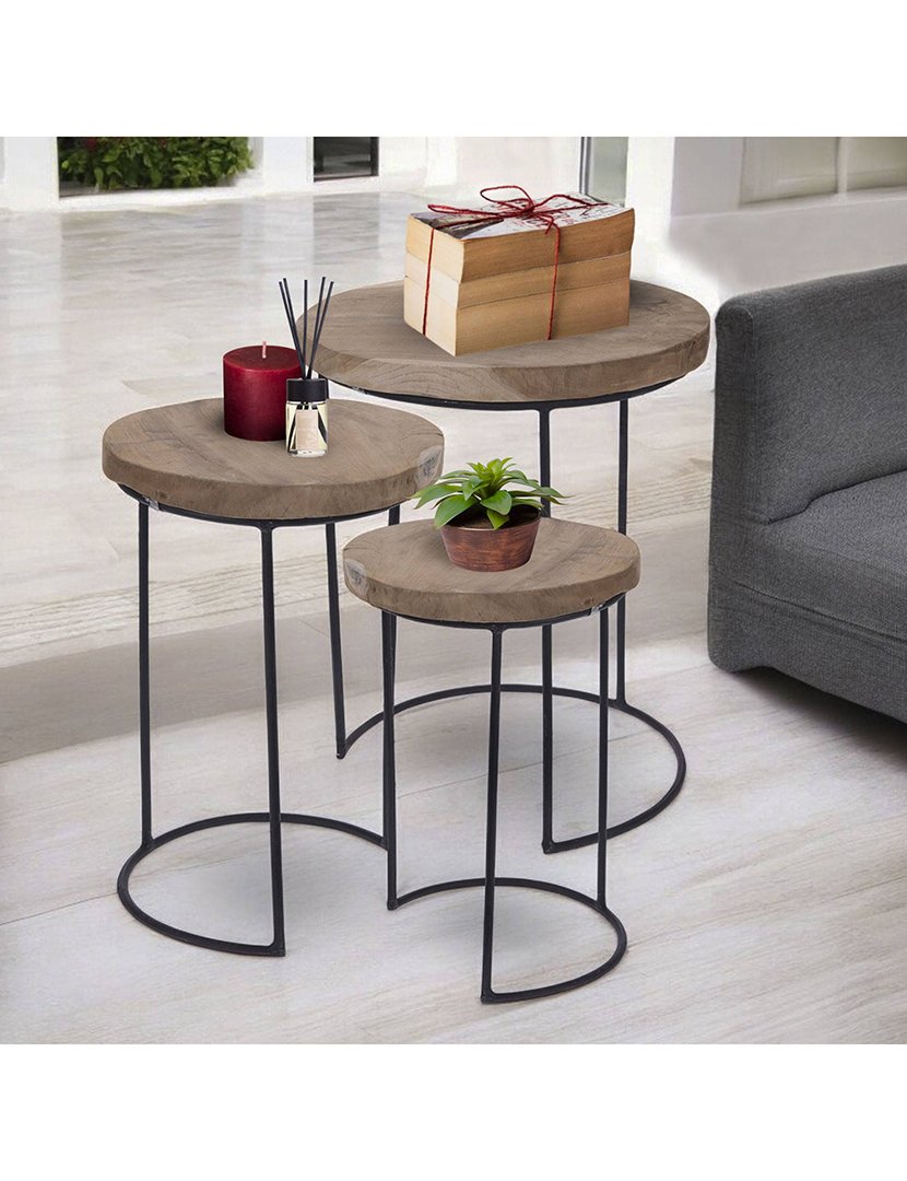 Conjunto de 3 mesas laterais redondas