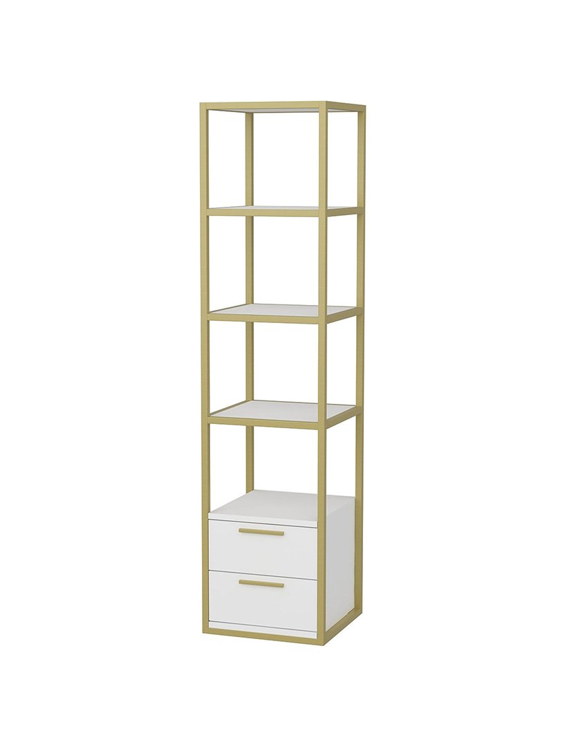 Estante de livros em melamina Dourada/Branca