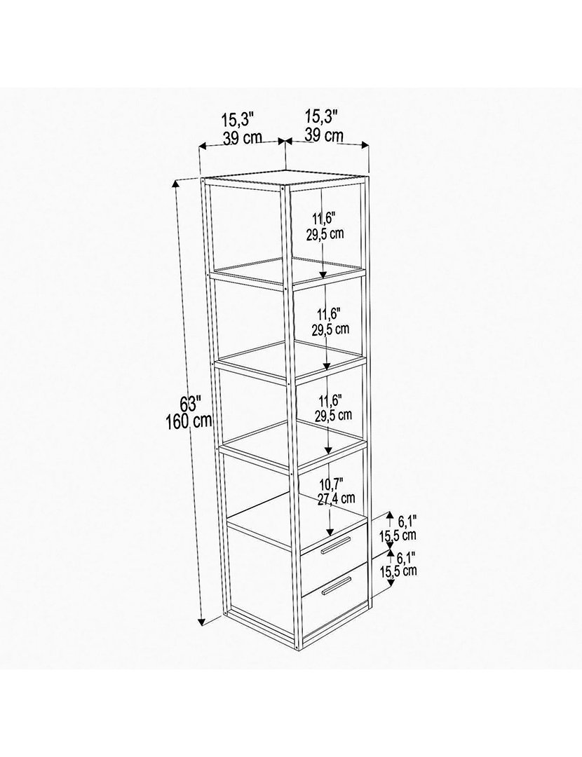 Estante de livros em melamina Dourada/Branca