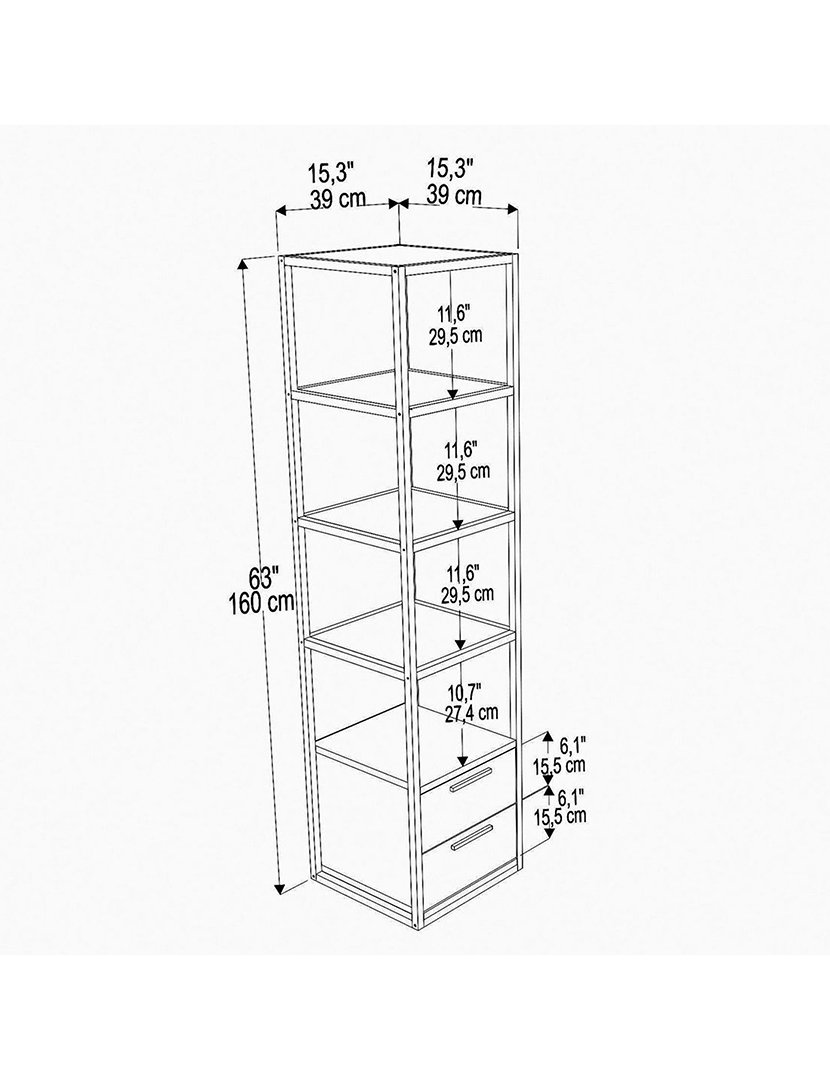 Estante em melamina Dourada-Antracite