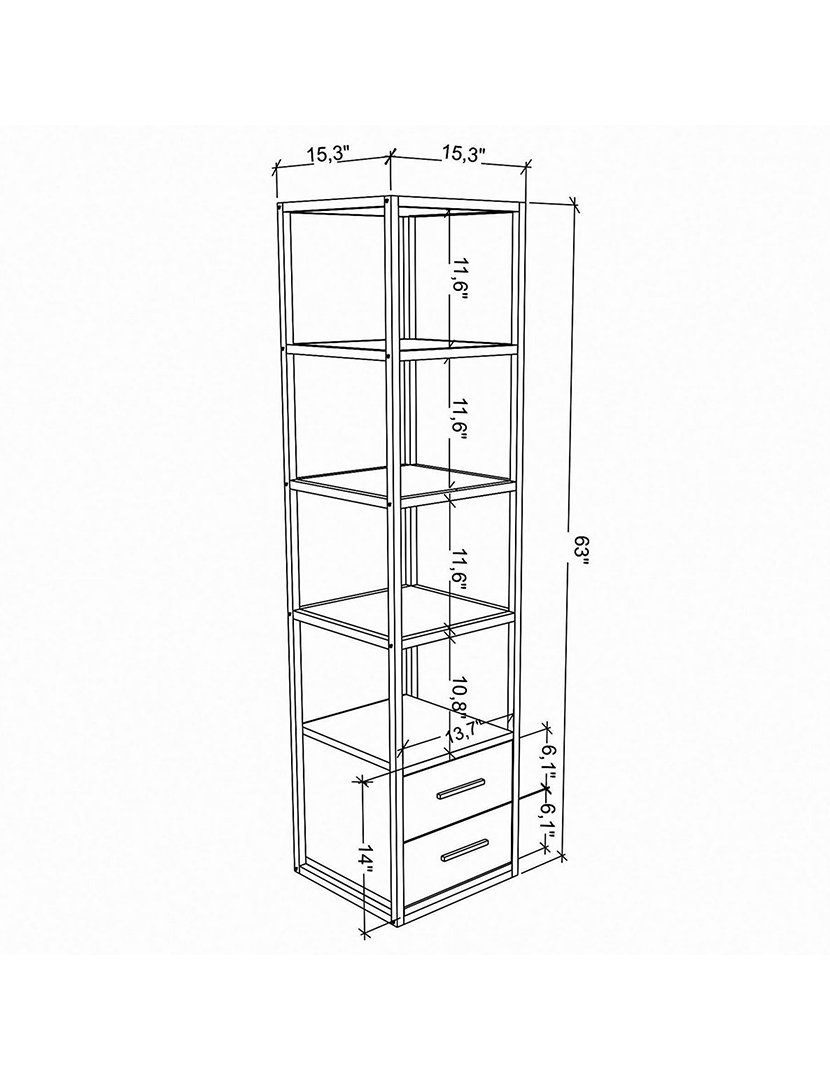 Estante de livros em melamina Cinza