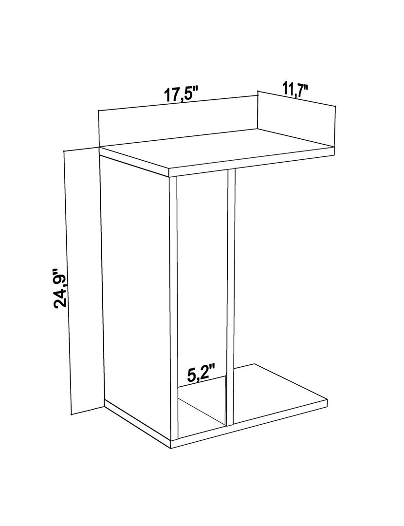 Mesa lateral revestido com melamina Branco Antracite