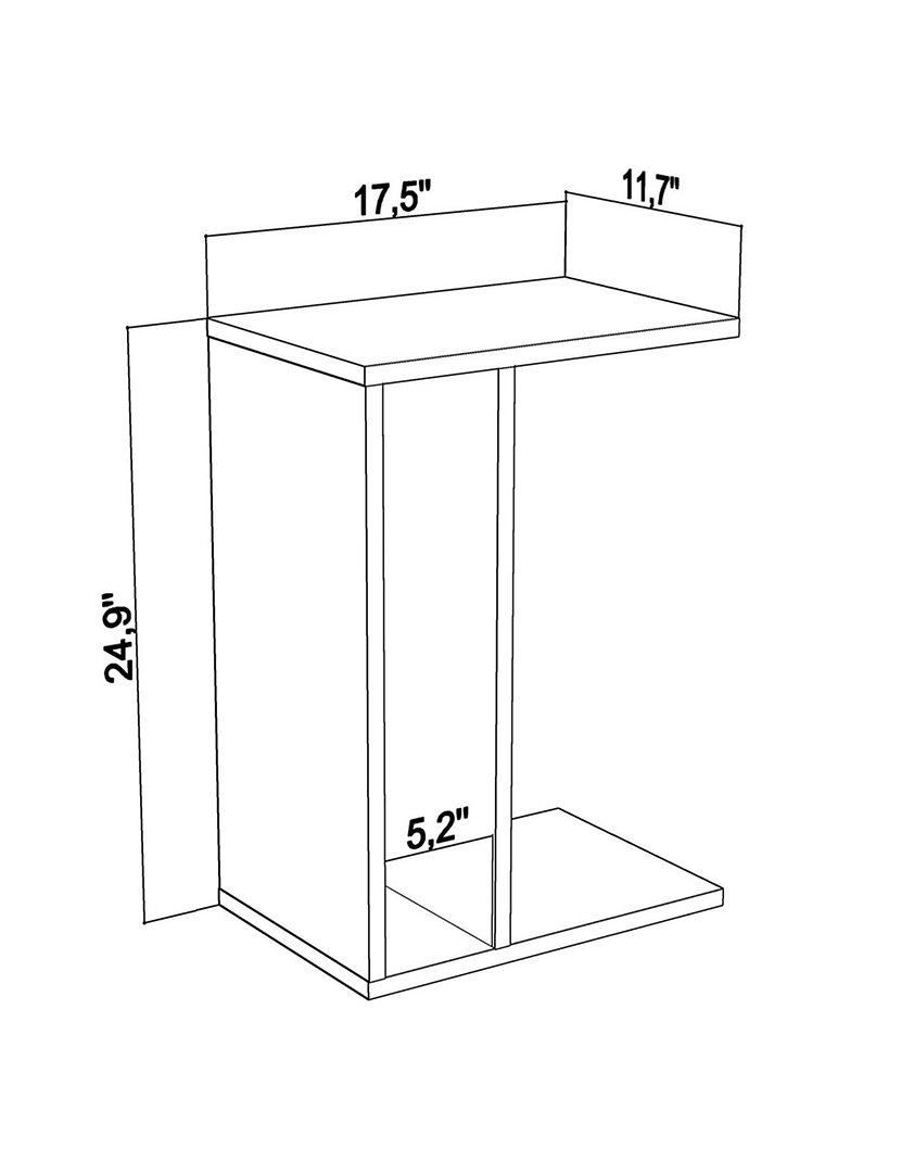 Mesa lateral revestido com melamina Carvalho Branco