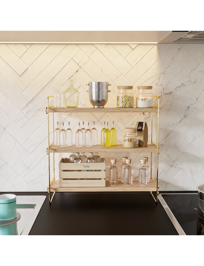 Prateleira de parede com acabamento Dourado