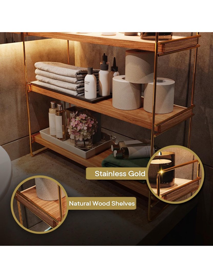 Prateleira de parede com acabamento Dourado