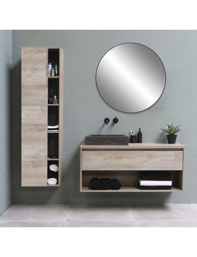 Espelho redondo com moldura de metal