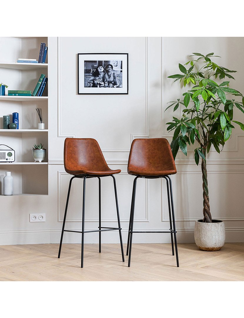 Conjunto de 2 Assentos de bar "Vladi" Castanho