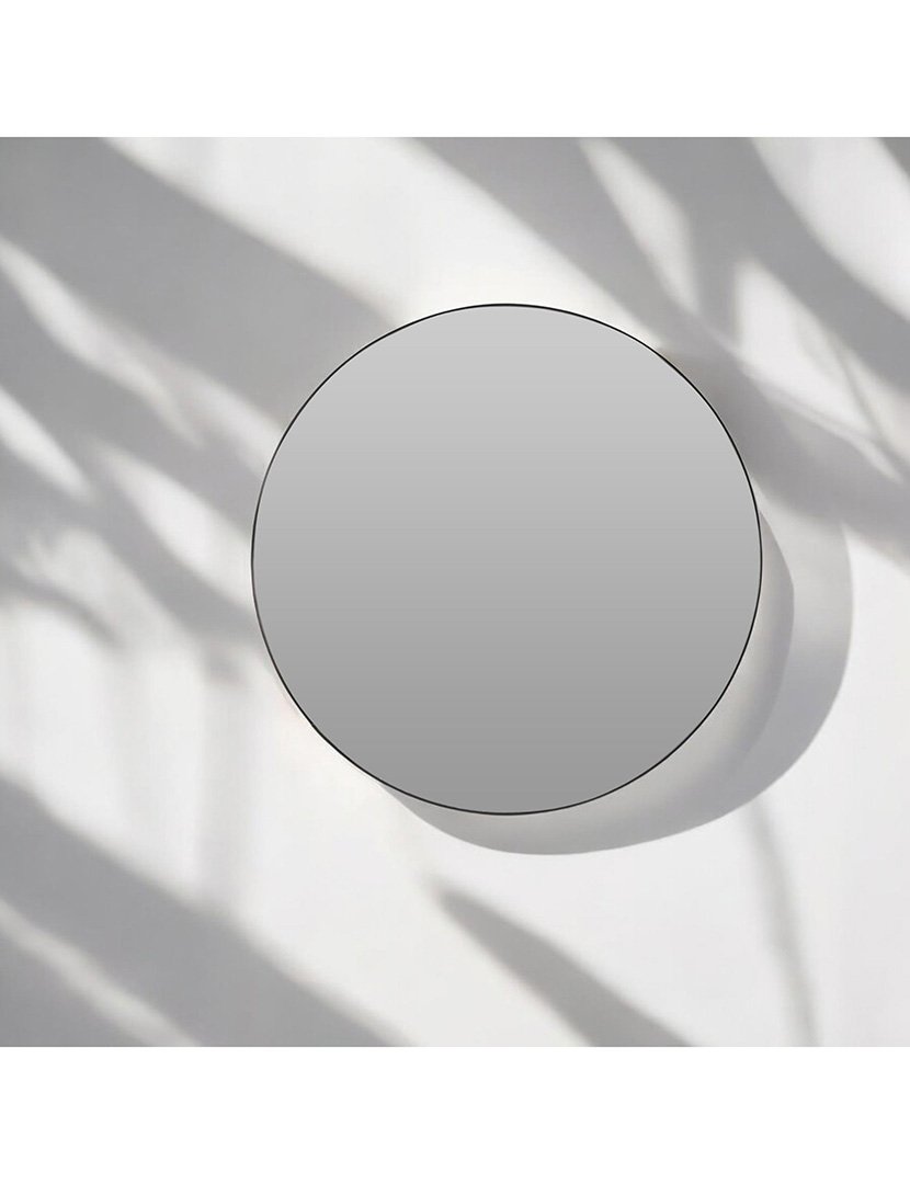 Espelho redondo com moldura de metal Preta