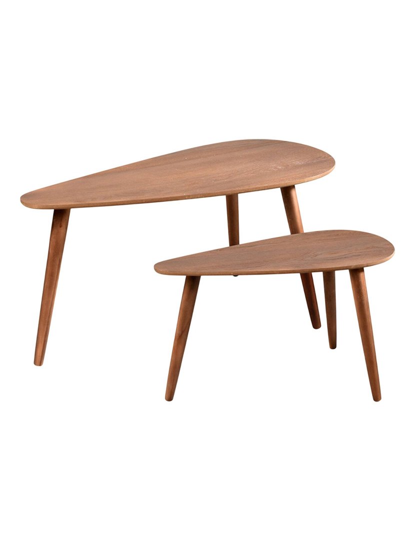 Conjunto de 2 mesas gota laterais Nogueira Escura