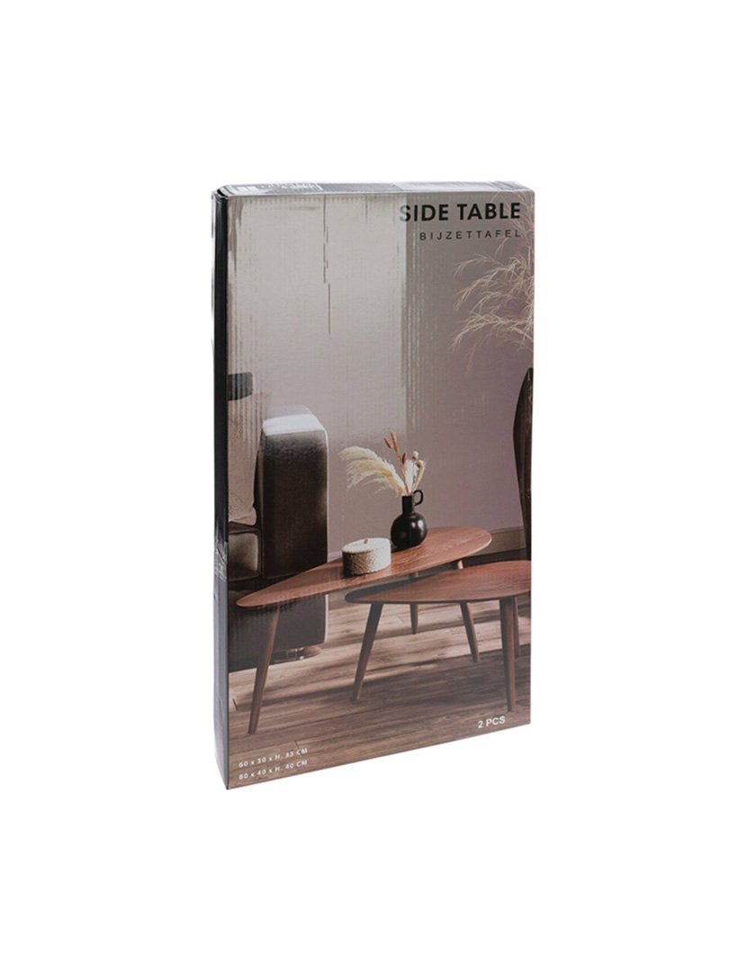 Conjunto de 2 mesas gota laterais Nogueira Escura