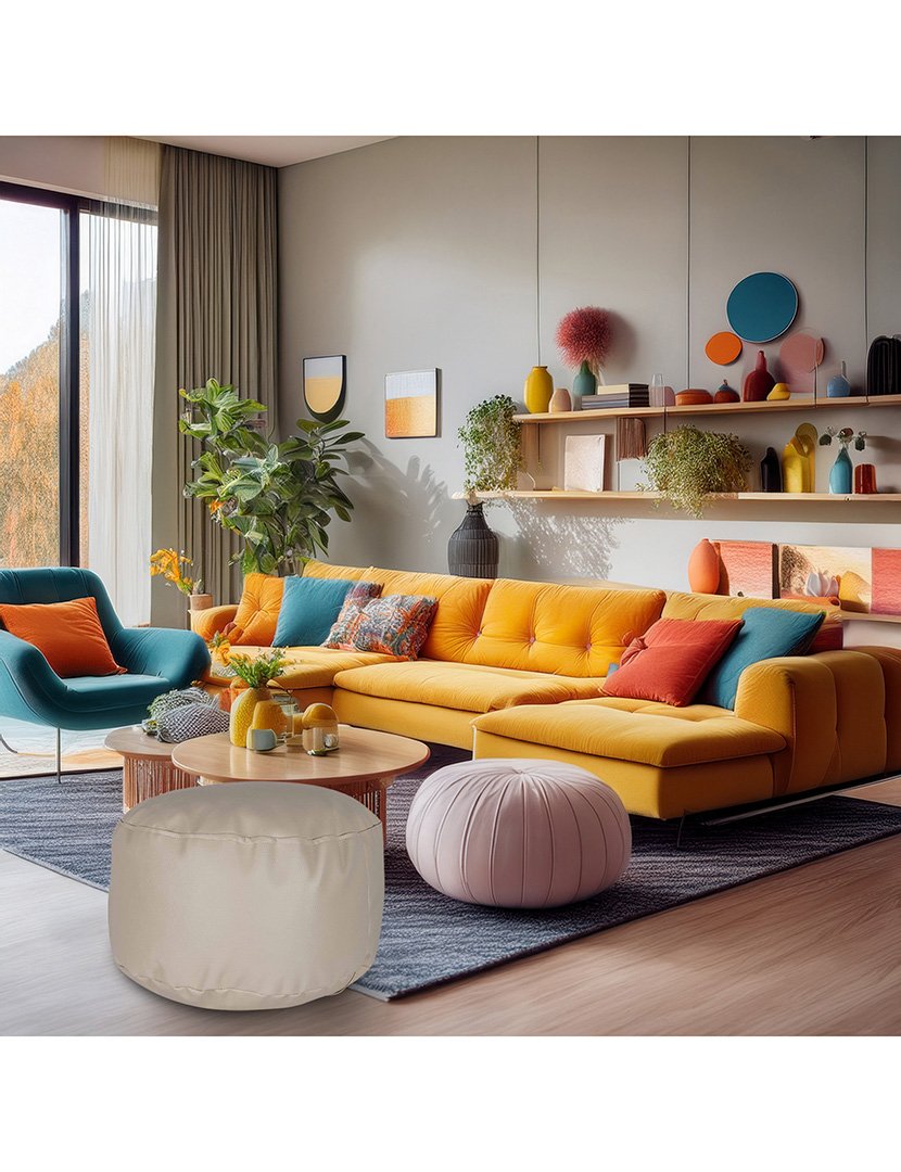 Pufe Oval Bege Claro