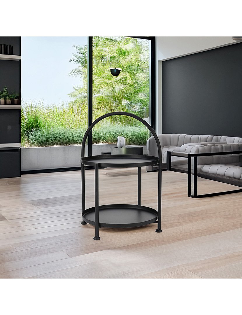 Mesa lateral com 2 alturas Preto Fosco 