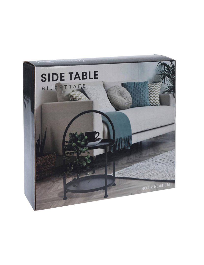 Mesa lateral com 2 alturas Preto Fosco 