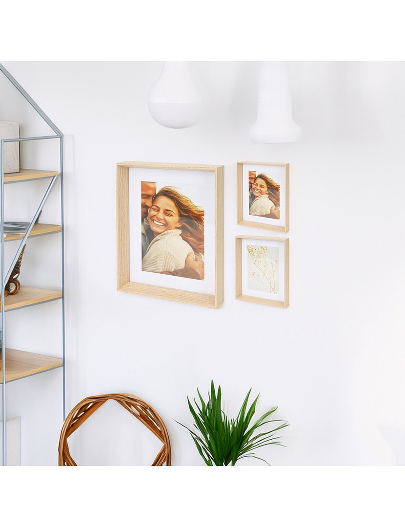 Moldura para fotos em MDF e vidro 20x4x25cm