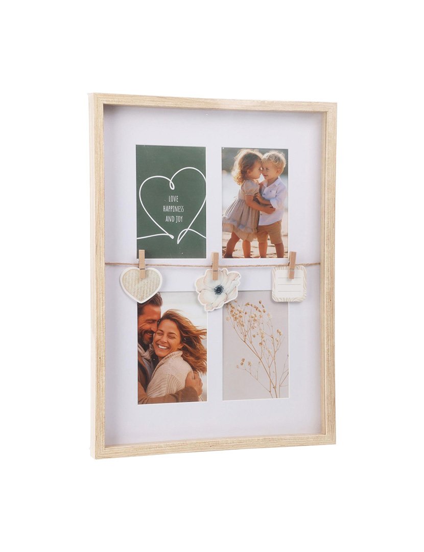 Moldura para 4 Fotos Madeira 31.3x2.7x43.5cm
