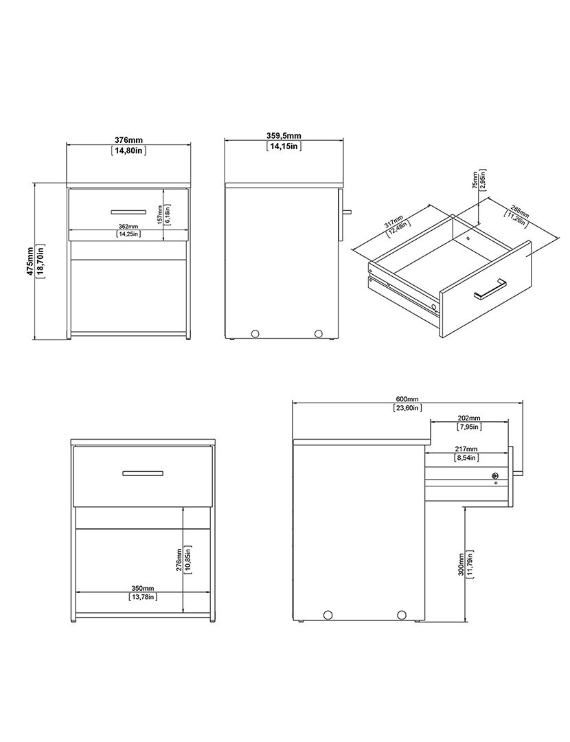 Mesa de cabeceira Duero Carvalho