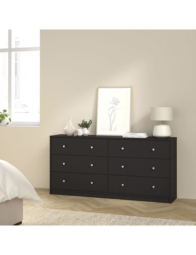 Aparador duplo Ebro com 6 gavetas Preto