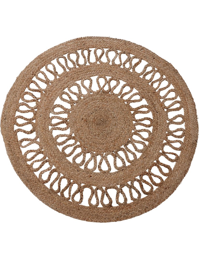 Tapete redondo trançado de juta 