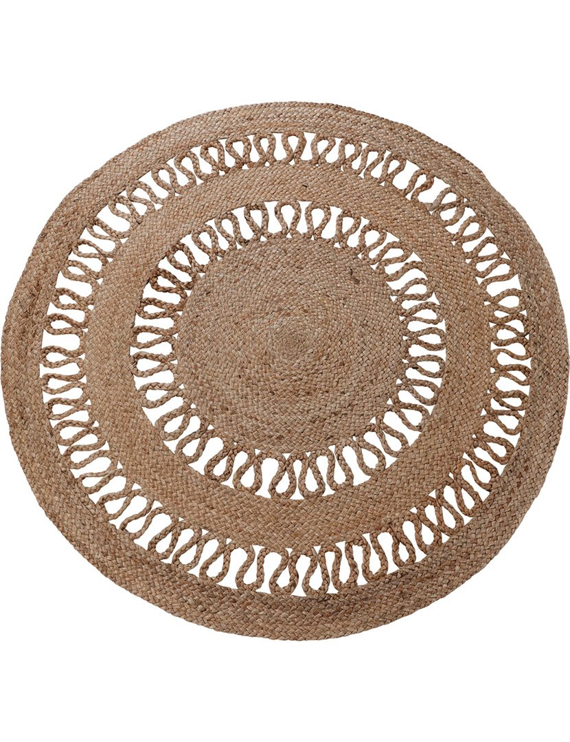 Tapete redondo trançado de juta 