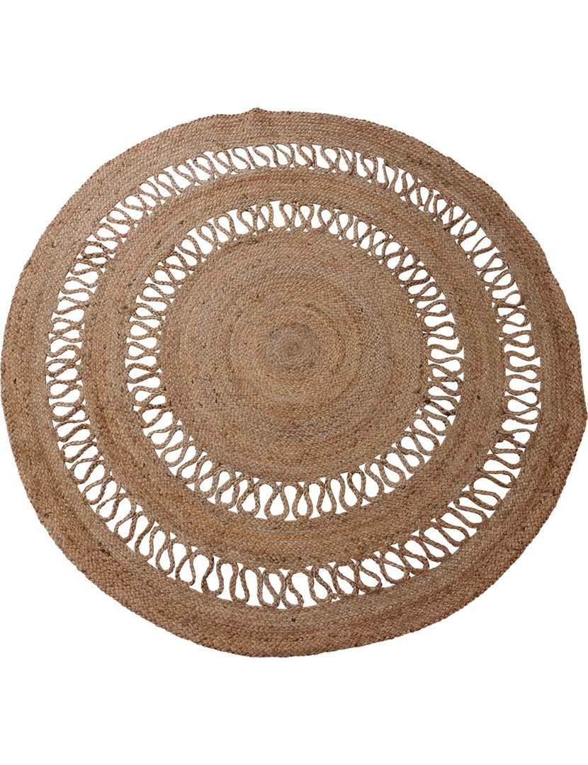 Tapete redondo trançado de juta 