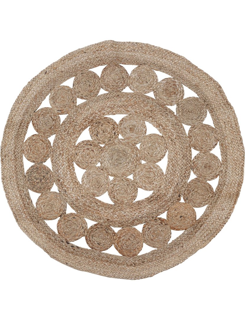 Tapete redondo trançado de juta 