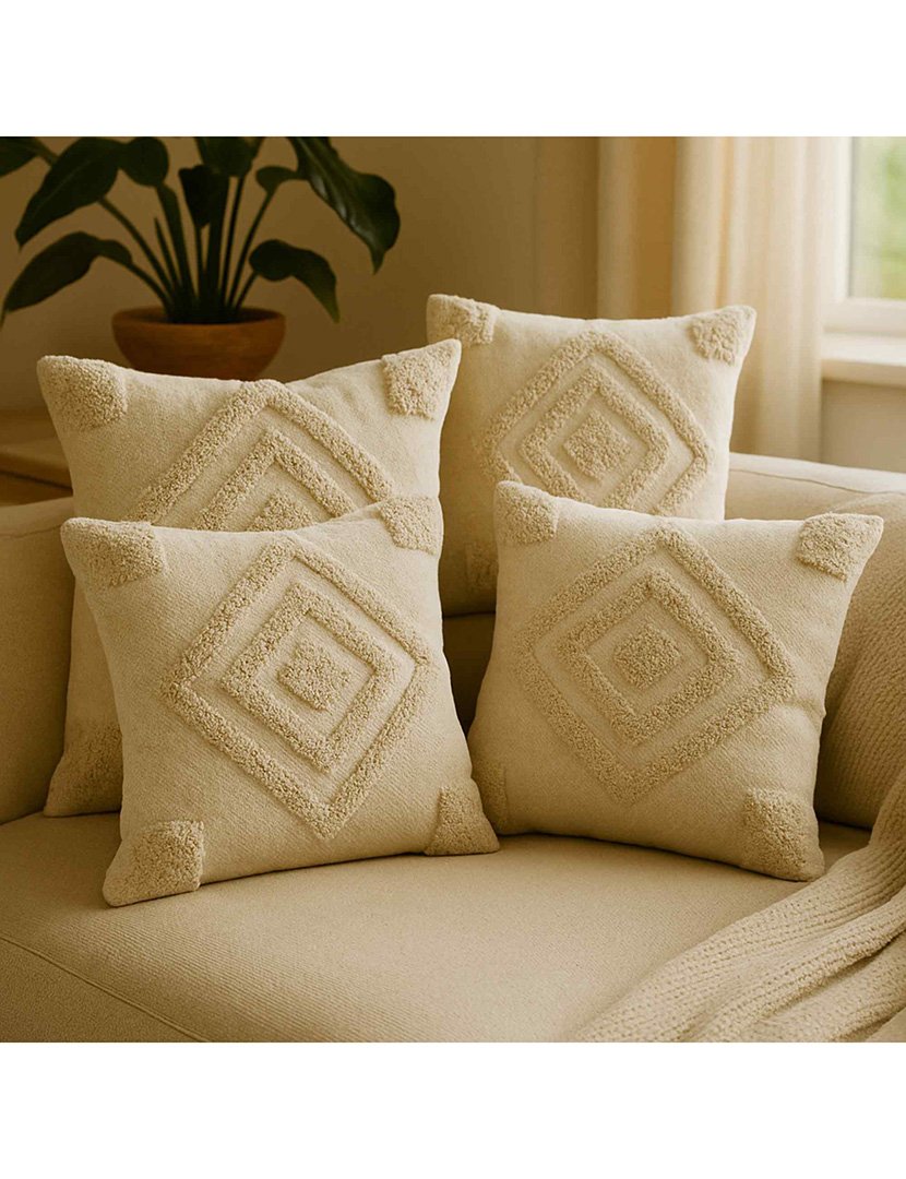 Almofada de algodão com capitonê  45x45cm