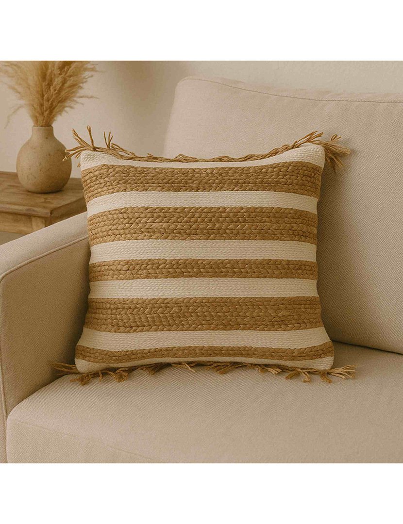 Almofada com franjas Bege 45x45cm