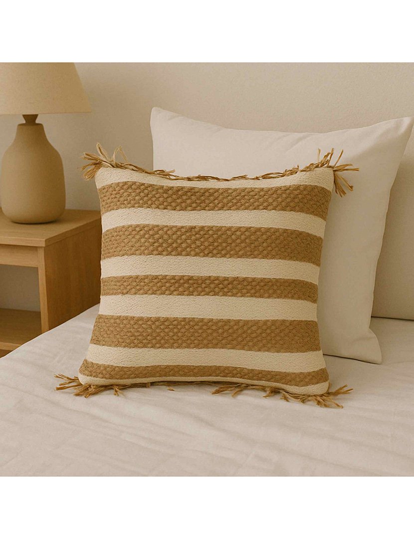 Almofada com franjas Bege 45x45cm