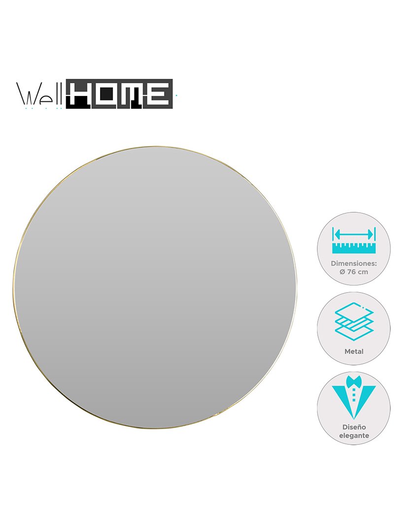 Espelho redondo de metal Dourado