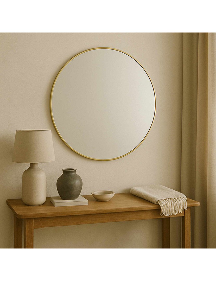 Espelho redondo de metal Dourado