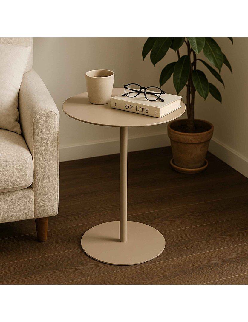 Mesa lateral redonda de ferro Areia