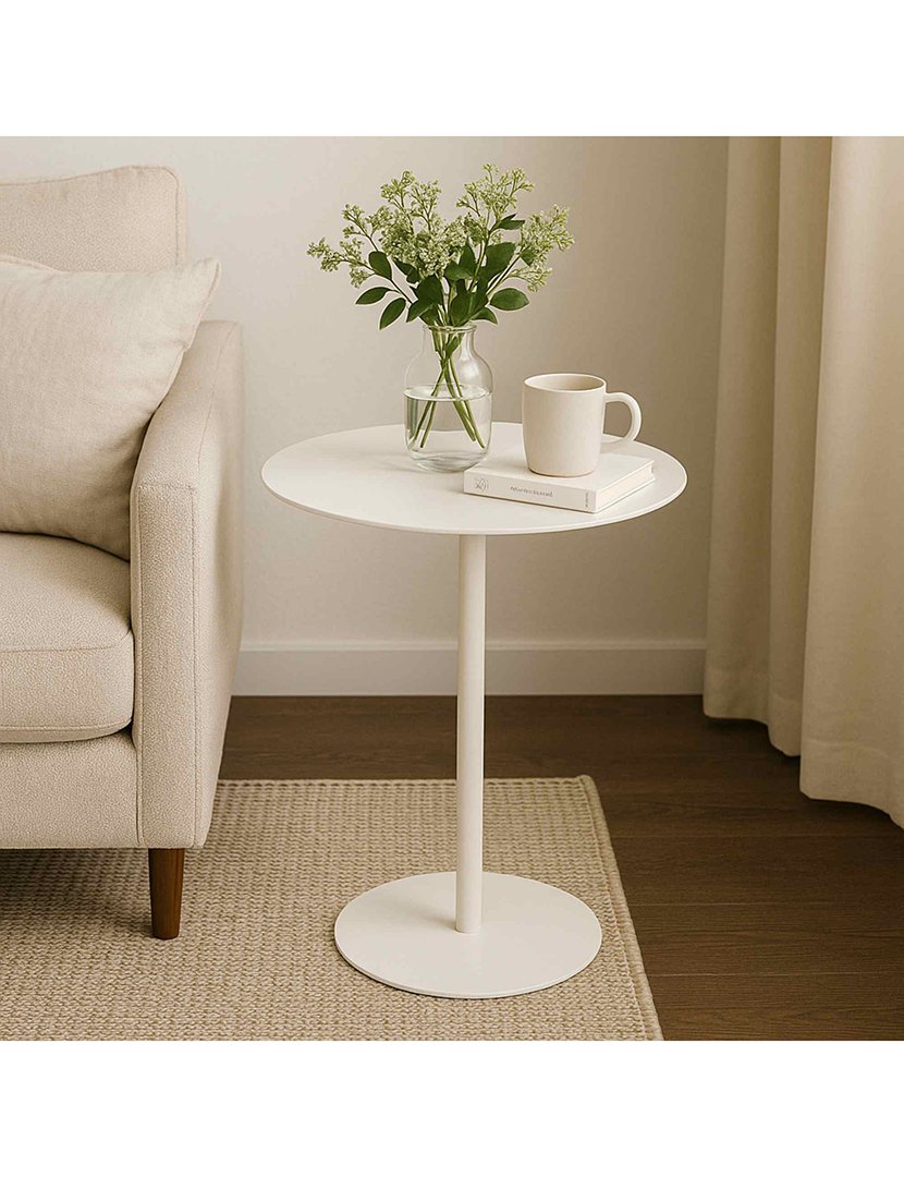 Mesa lateral redonda de ferro Branco