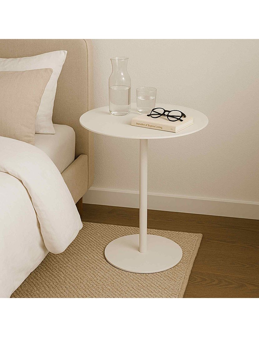 Mesa lateral redonda de ferro Branco