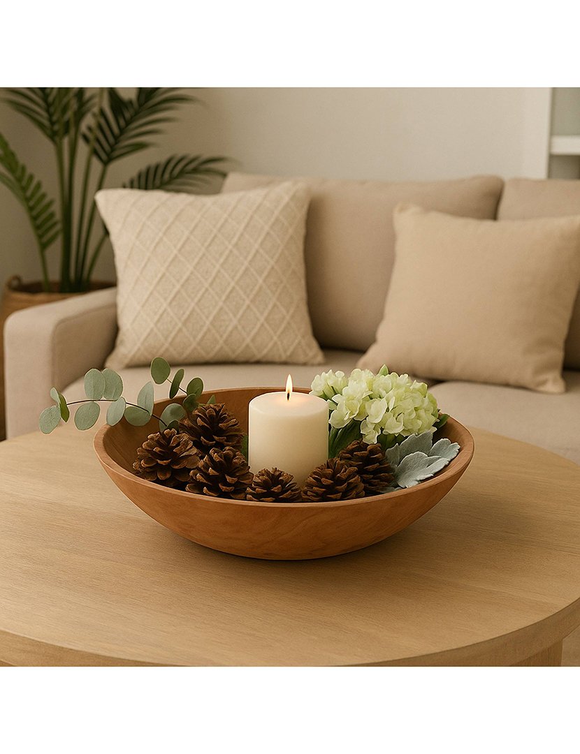 Tigela redonda de madeira de teca