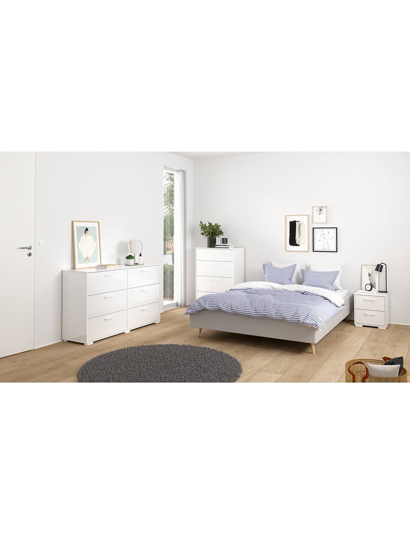 Mesa de cabeceira Eria Branco Brilhante