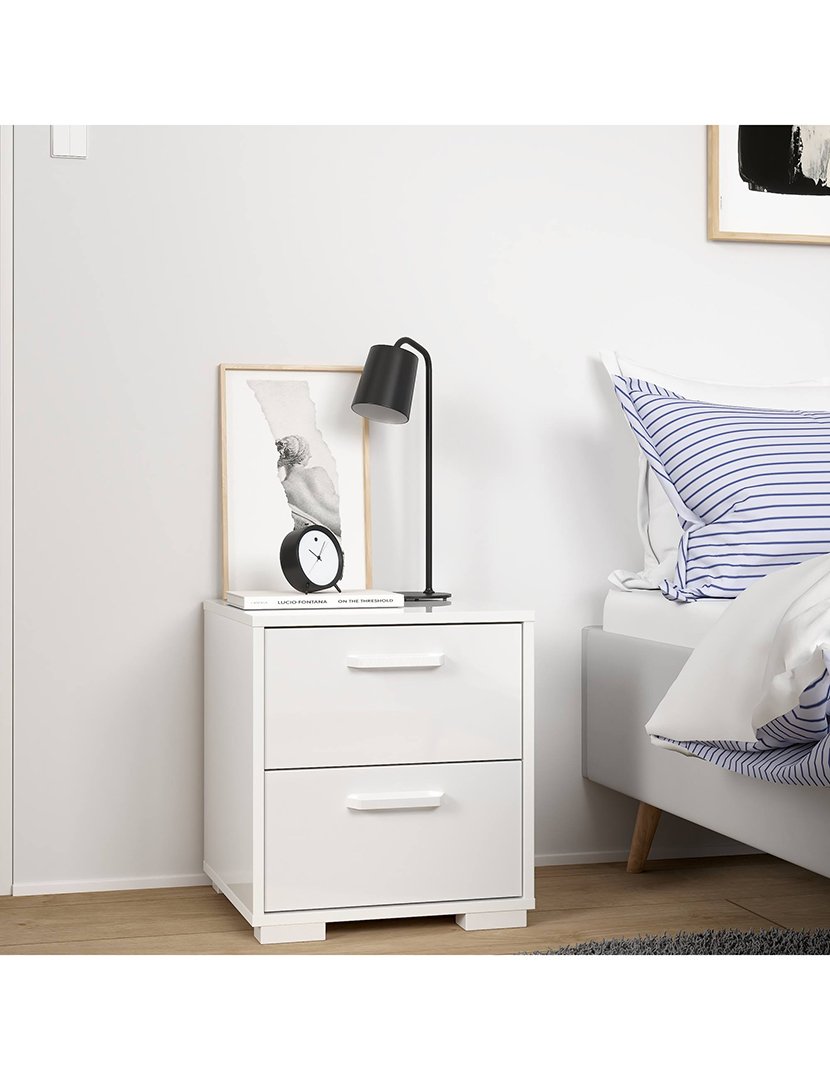 Mesa de cabeceira Eria Branco Brilhante