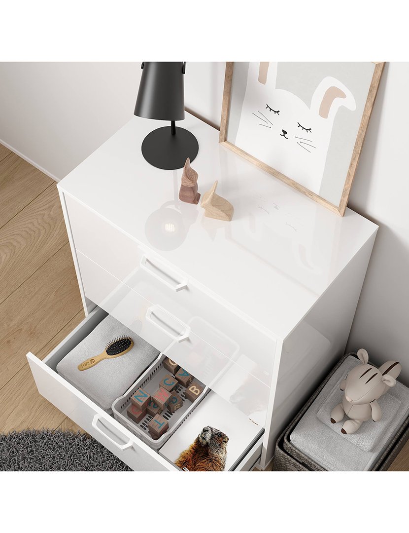 Cómoda Eria Branco Brilhante