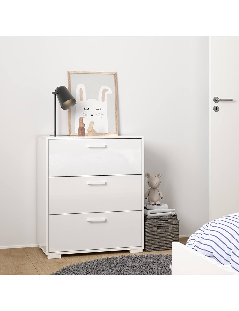 Cómoda Eria Branco Brilhante