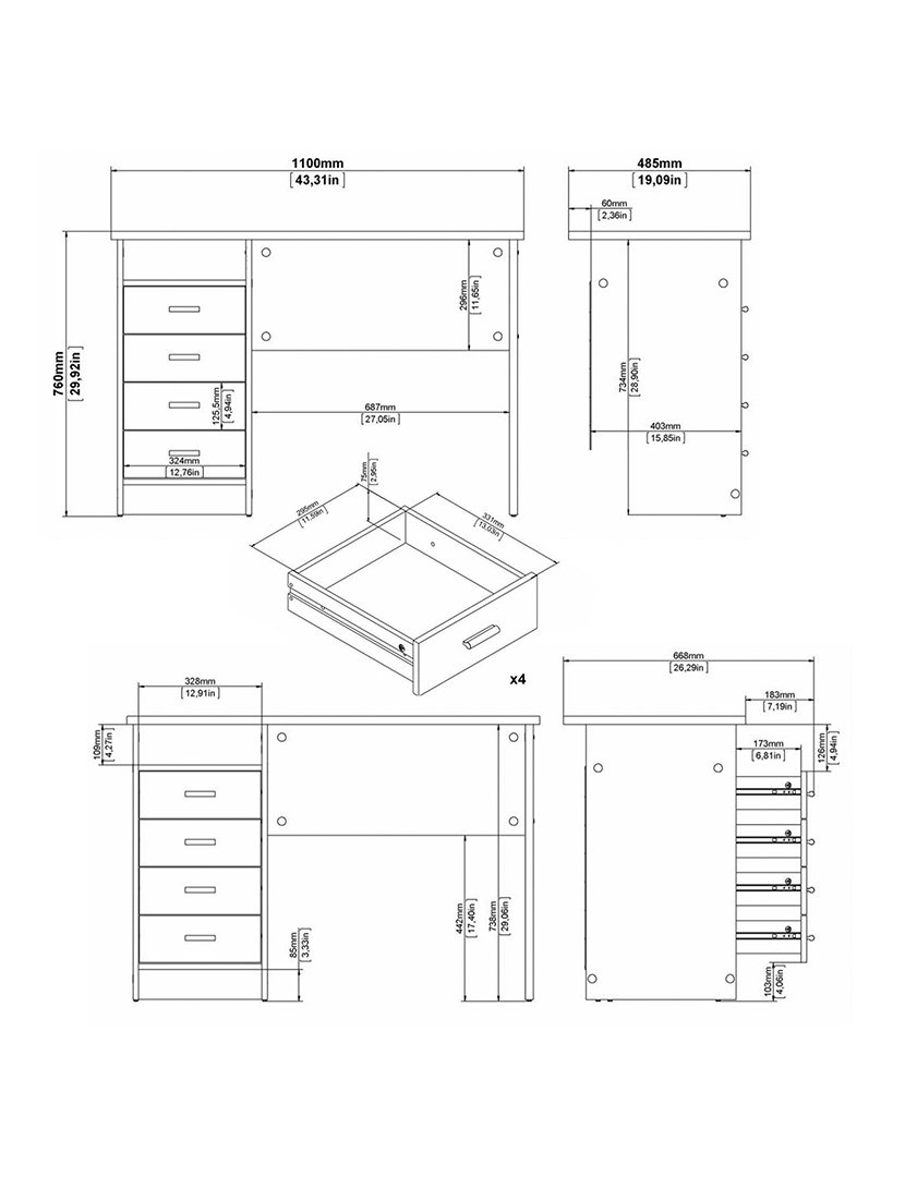 Secretária Tormes Branca