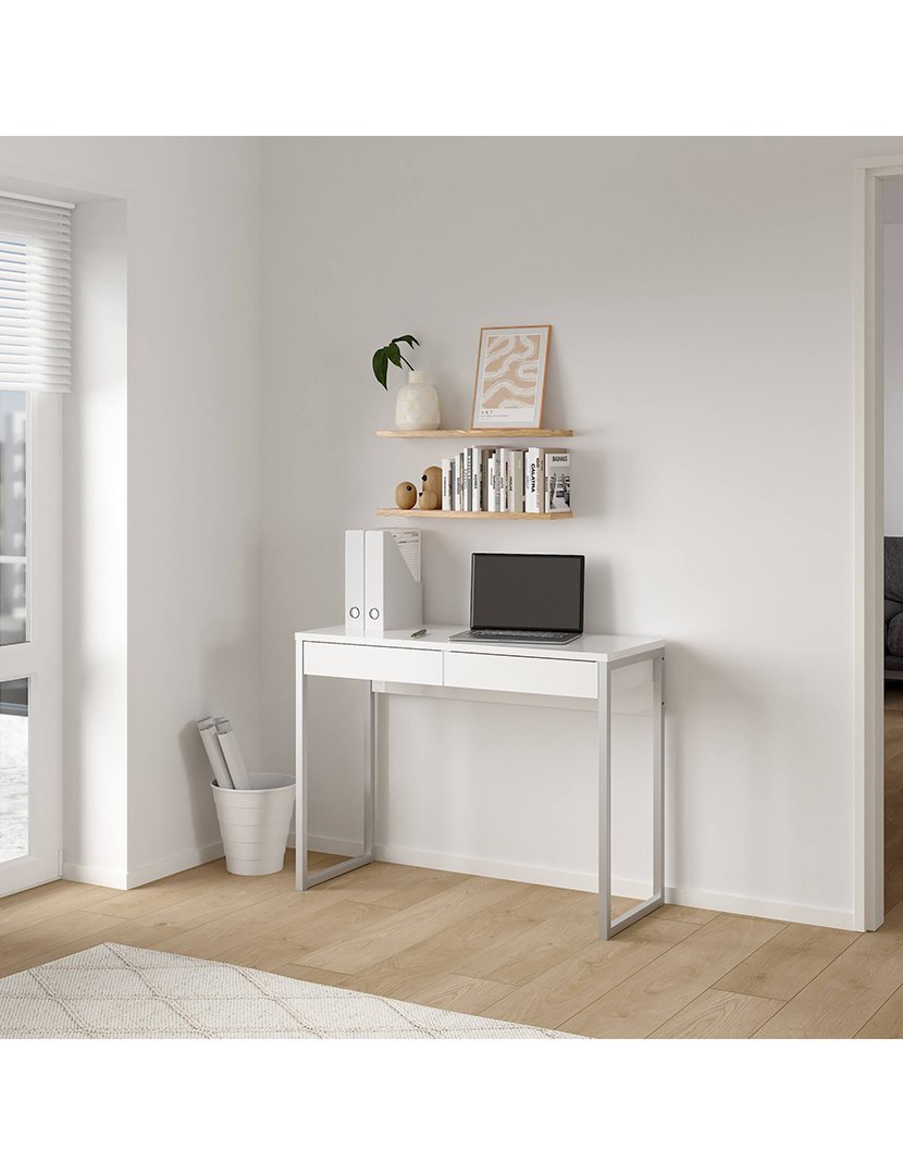 Secretária alta Tormes com 2 gavetas Branco Brilhante