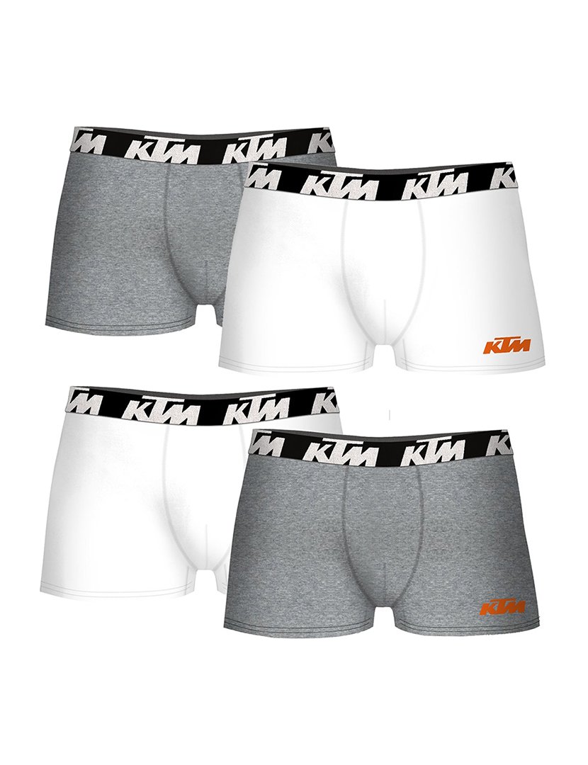 Pack 4 Boxers KTM Branco e Cinzento Claro